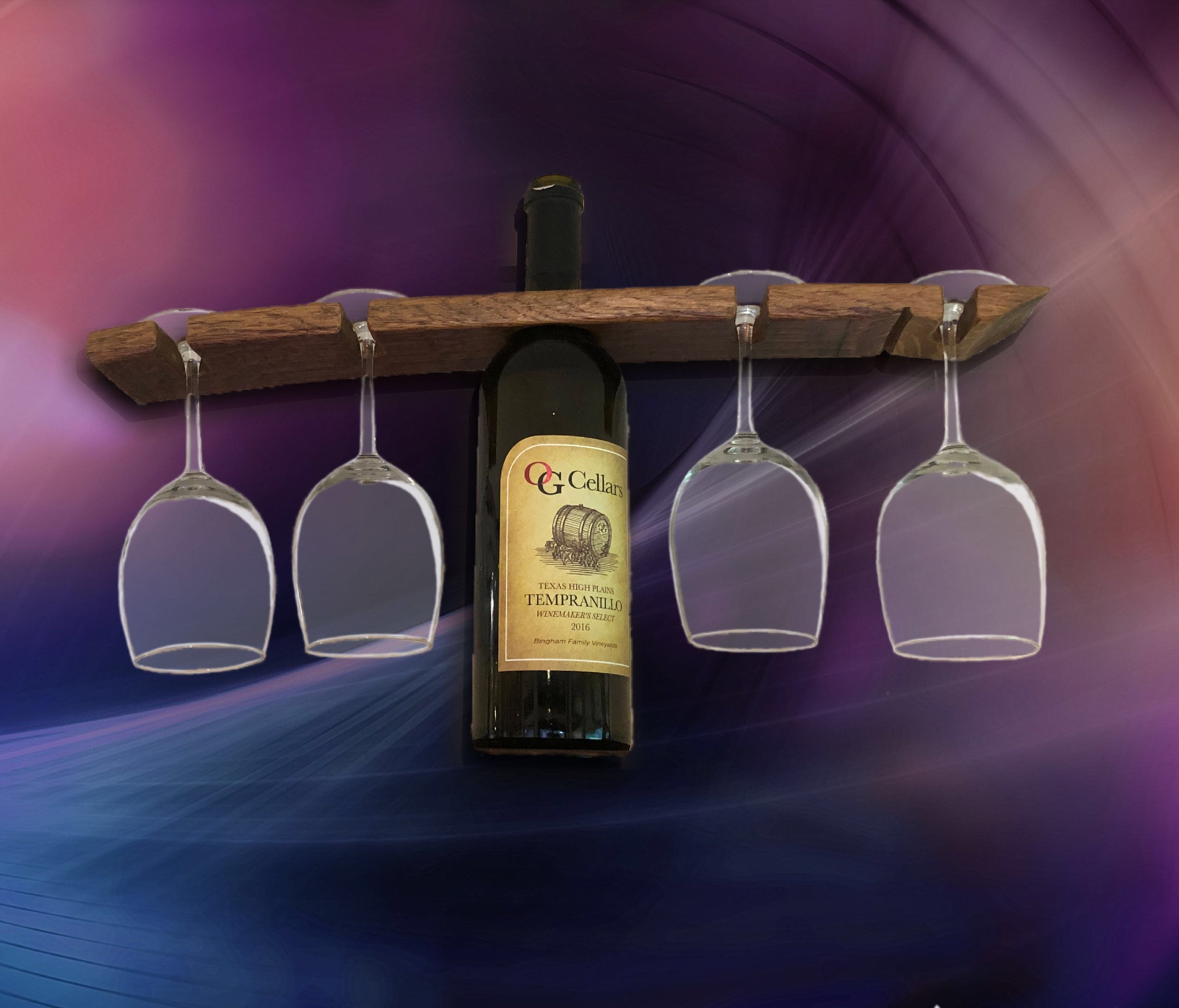 Wine barrel stave, barrel stave, wine glass holder, wine glass